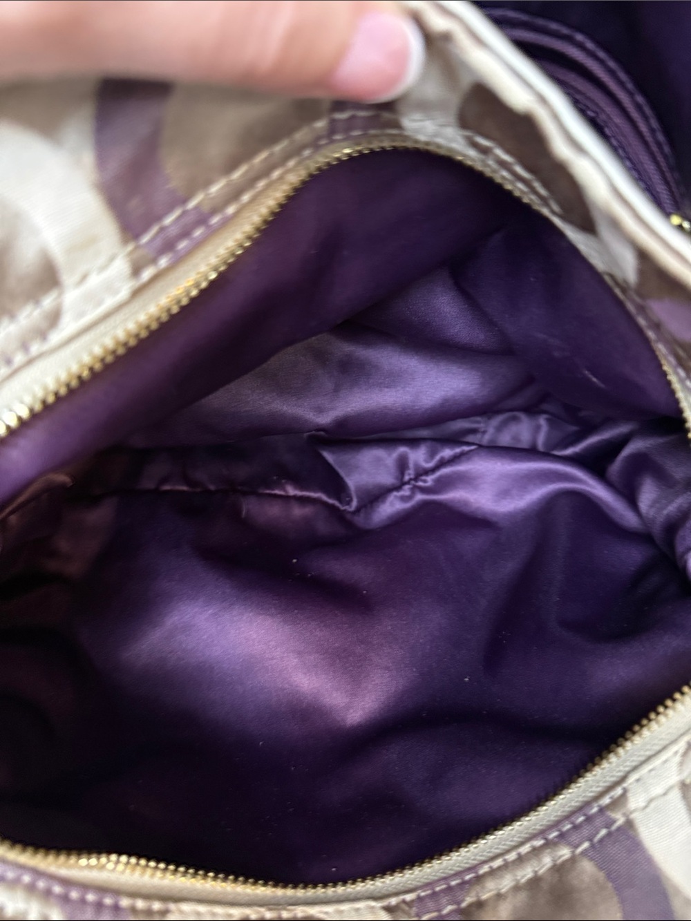 Coach Op Art Glam C1276-19844 Purple Satin Lined Metallic Bronze Shoulder Bag - Picture 8 of 12